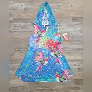 Leoma Lovegrove Hummingbird Print Women's Swim Coverup W/ Hood